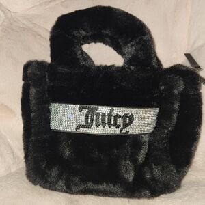 Juicy Couture Black Faux Fur Tote Bag